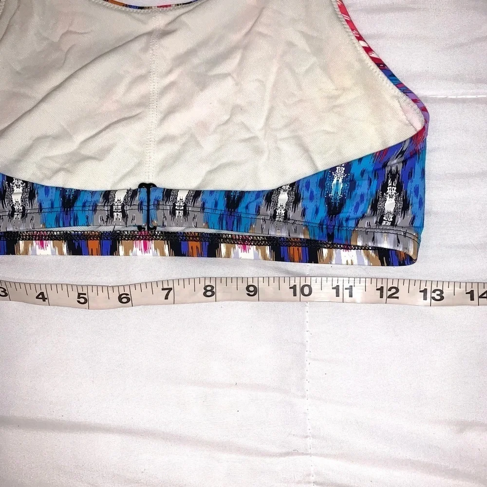 Vintage Bikini Top Multicolor Patterned Women's Medium